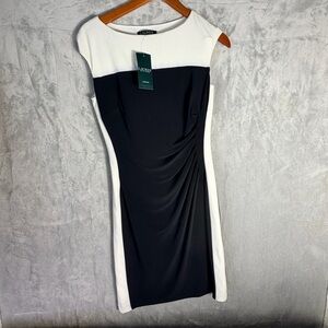 Lauren Ralph Lauren Colorblock Black White Sheath Dress Size 4 NWT sleevless